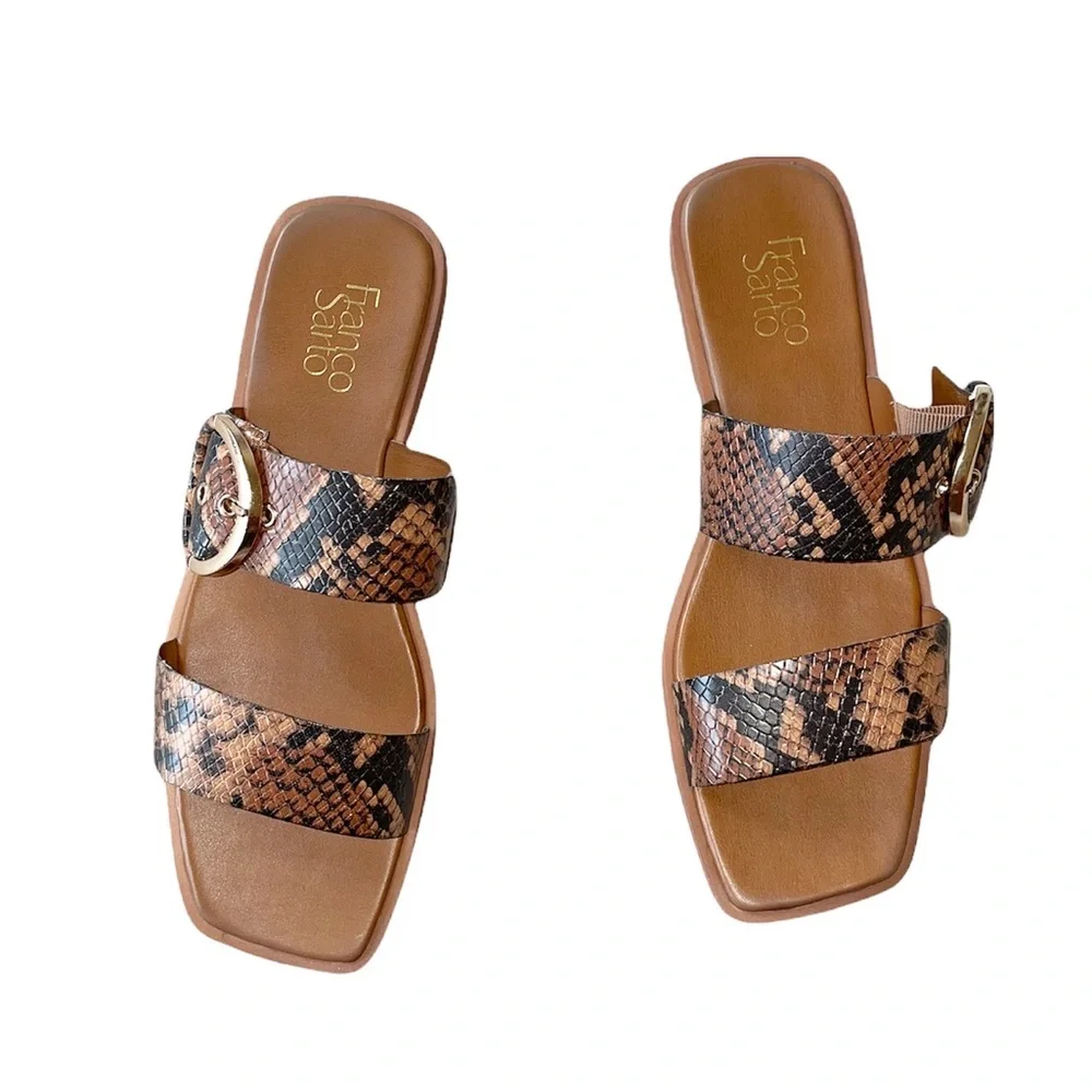NEW Franco Sarto Merris Slip On Sandals Snake Print Leather